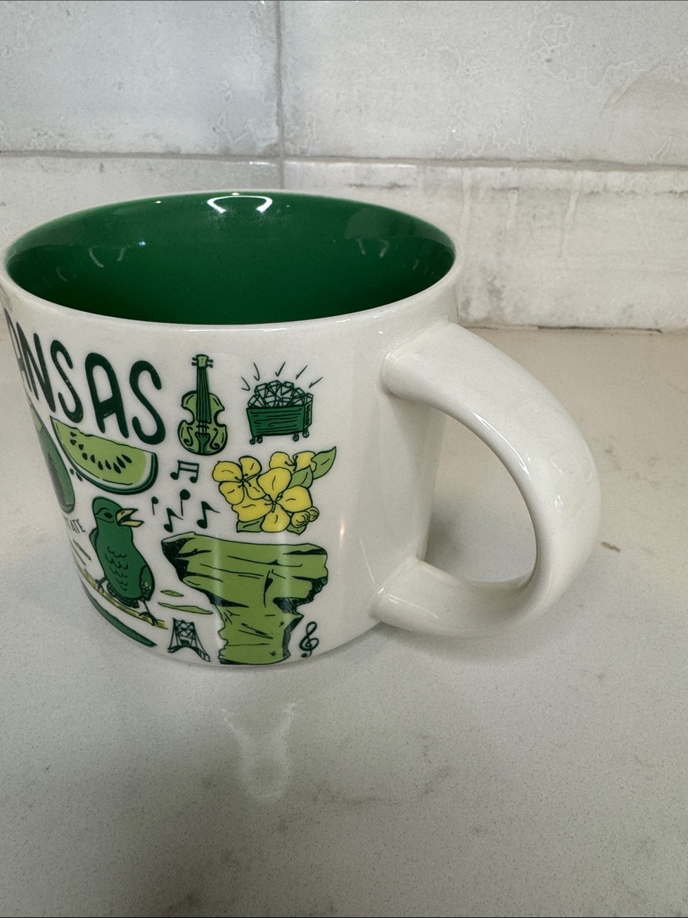 Starbucks Arkansas State Ceramic Mug - Green and Yellow - Picture 6 of 8